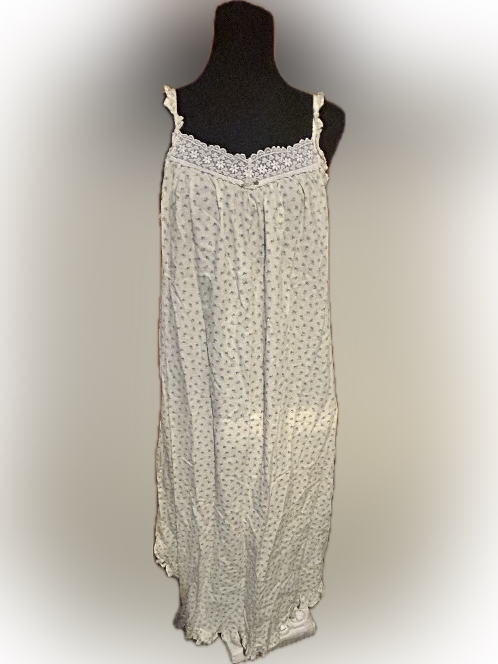 Erika Taylor Intimates L Nightgown yellow blue Rose Prairie Cottage Ribbon